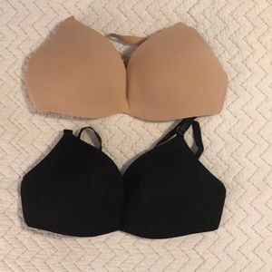 Calvin Klein 36 C black and nude bra. No underwire, push up bra.